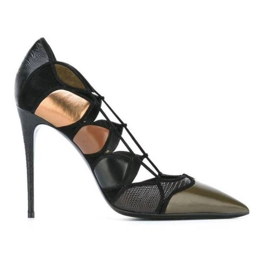 Salvatore Ferragamo Felisia Lizard Leather & Suede Cutout Stiletto Pumps